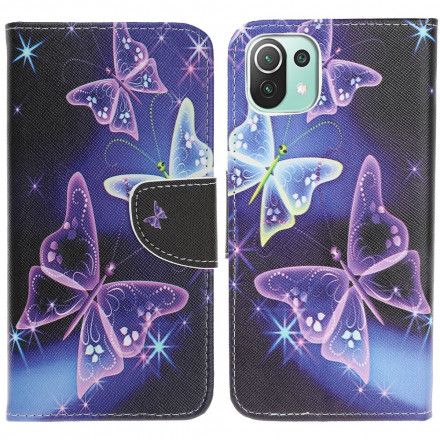 Folio Deksel Til Xiaomi Mi 11 Lite 5G NE / Mi 11 Lite 4G / 5G Neonsommerfugler