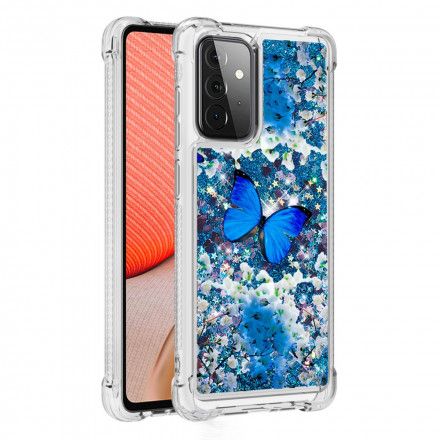 Deksel Til Samsung Galaxy A72 4G / 5G Blå Glittersommerfugler