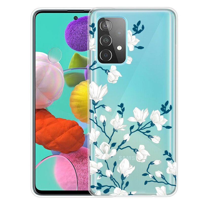 Deksel Til Samsung Galaxy A72 4G / 5G Hvite Blomster