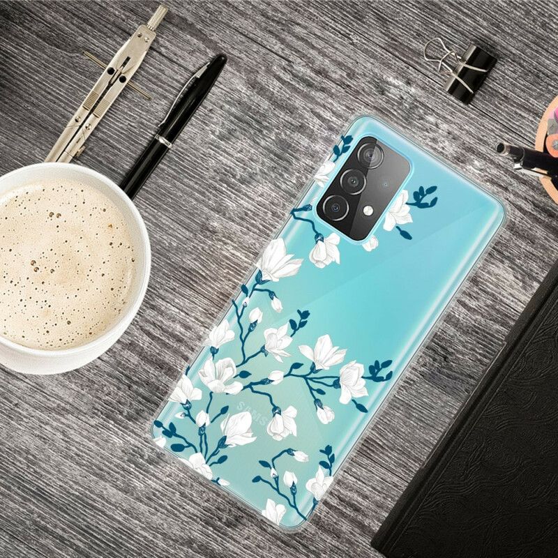 Deksel Til Samsung Galaxy A72 4G / 5G Hvite Blomster