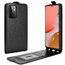 Folio Deksel Til Samsung Galaxy A72 4G / 5G Lærdeksel Vertikal Klaff I Skinneffekt