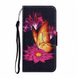 Folio Deksel Til Samsung Galaxy A72 4G / 5G Sommerfugl Og Lotus
