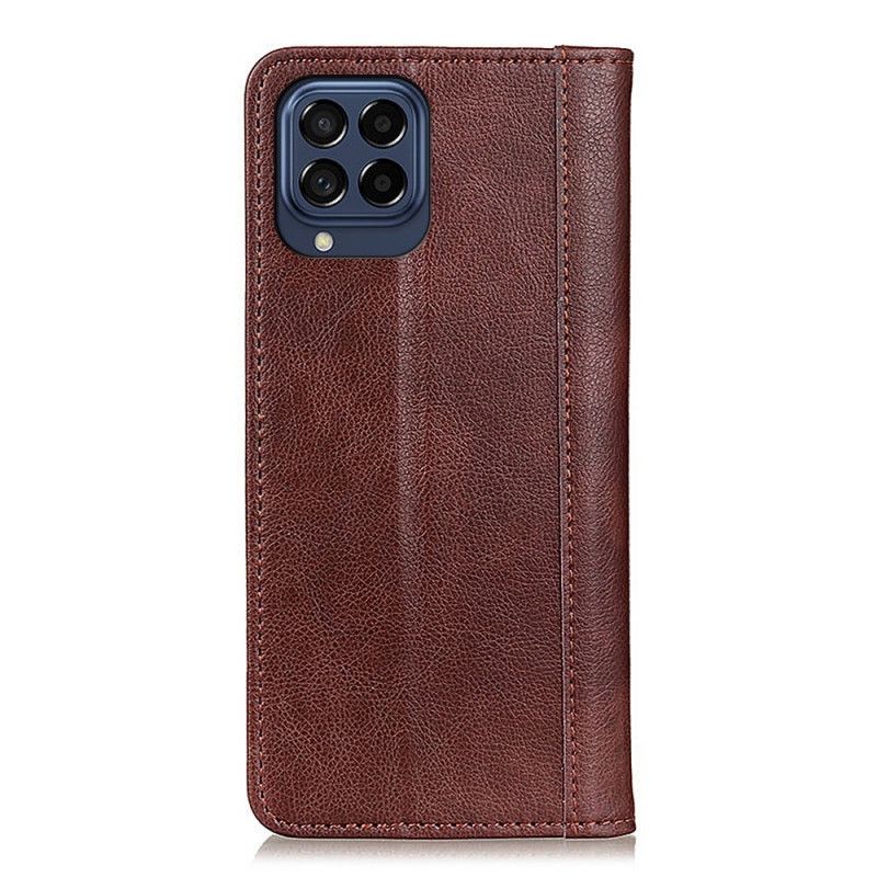 Folio Deksel Til Samsung Galaxy M53 5G Litchi Split Lær