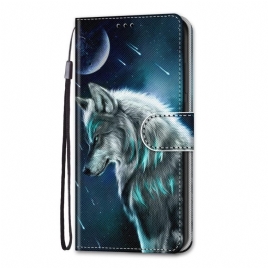 Folio Deksel Til Samsung Galaxy M53 5G Med Kjede Ulv