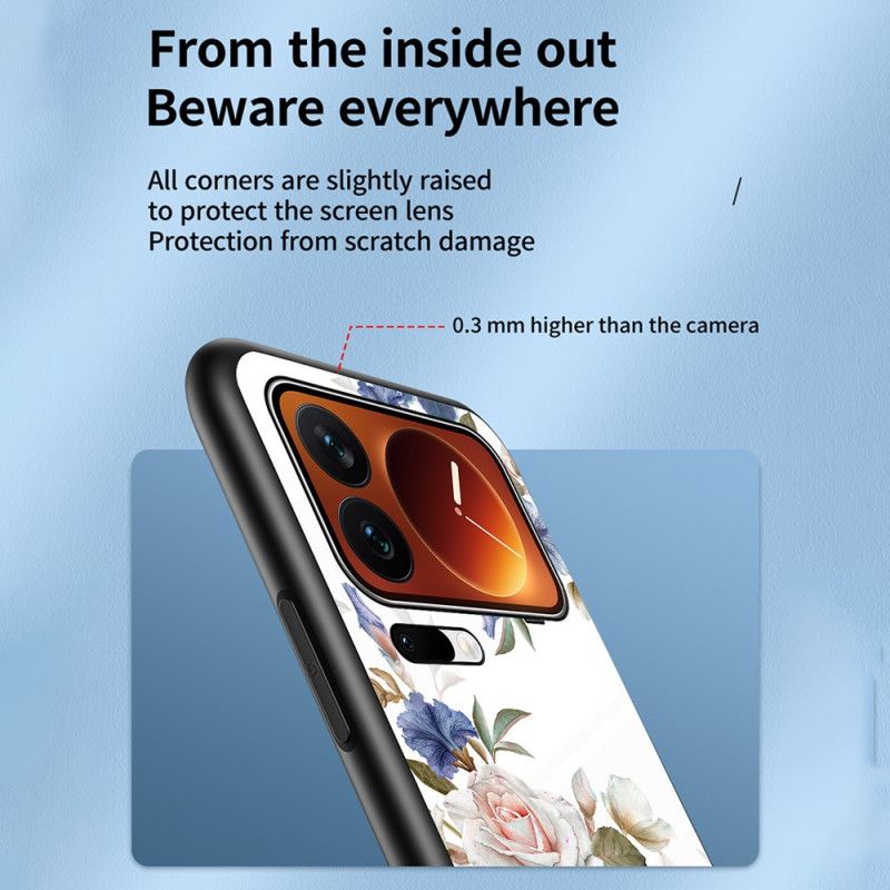 Deksel Xiaomi 17 Pro Max Blomstermønster I Herdet Glass