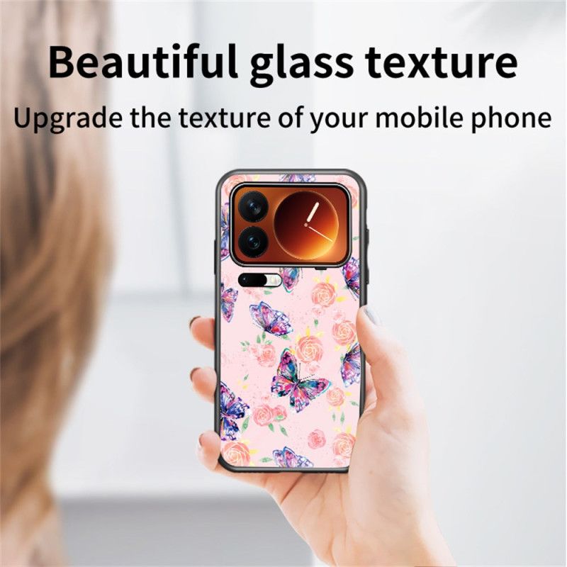 Deksel Xiaomi 17 Pro Max Mobildeksel Herdet Glass Sommerfuglmønster