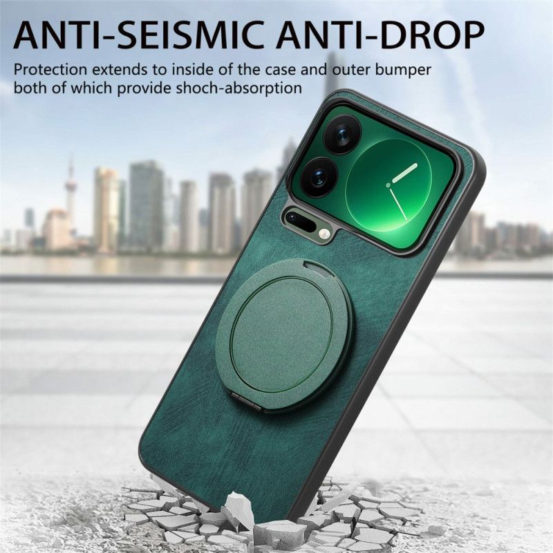 Deksel Xiaomi 17 Pro Max Roterende Stativ Og Retro-lærtekstur