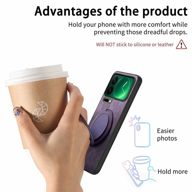 Deksel Xiaomi 17 Pro Max Roterende Stativ Og Retro-lærtekstur