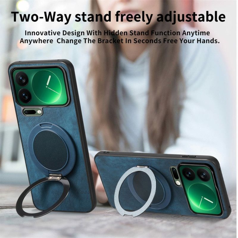 Deksel Xiaomi 17 Pro Max Roterende Stativ Og Retro-lærtekstur