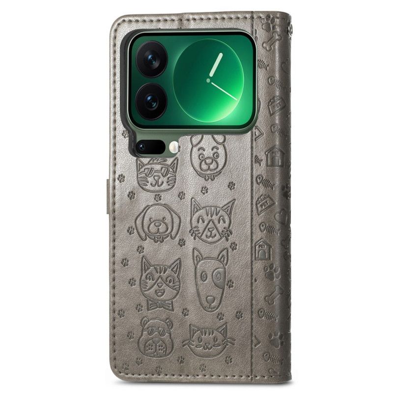 Folio Deksel Xiaomi 17 Pro Max Animerte Dyr Beskyttelse Deksel