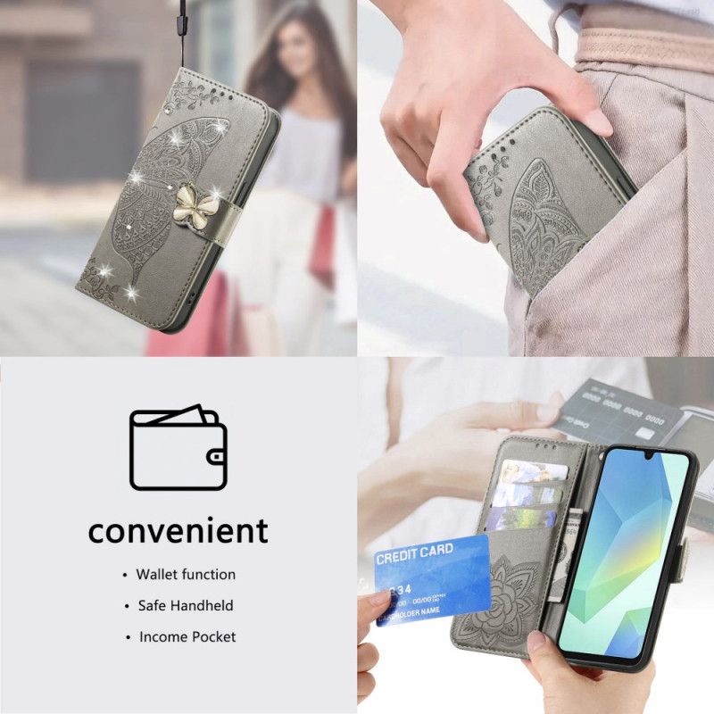 Folio Deksel Xiaomi 17 Pro Max Sommerfugl Og Strass Beskyttelse Deksel