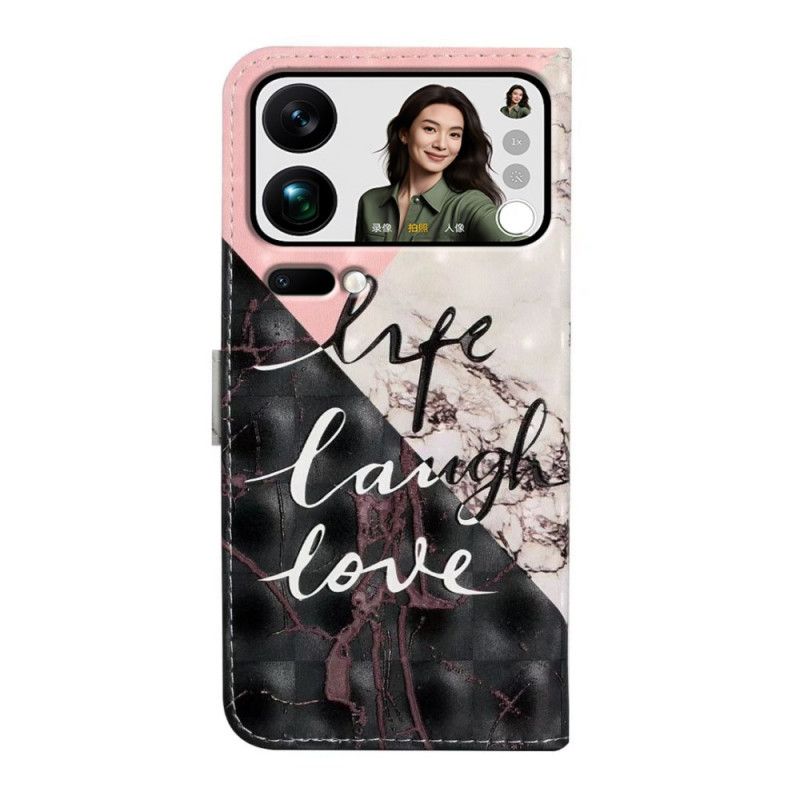 Folio Deksel Xiaomi 17 Pro Max Trefarget Marmor Beskyttelse Deksel