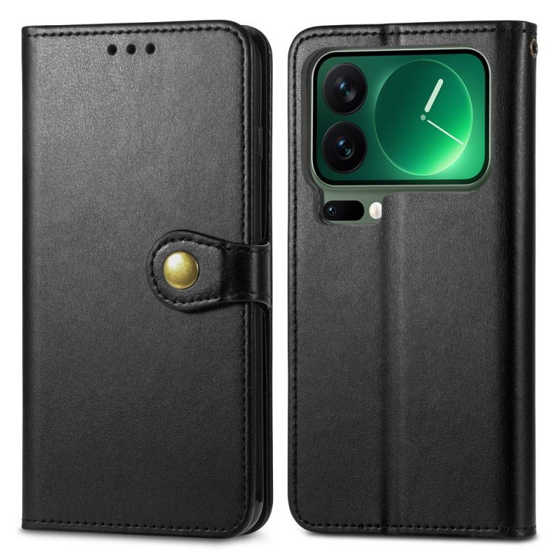 Lærdeksel Folio Deksel Xiaomi 17 Pro Max Gulllås