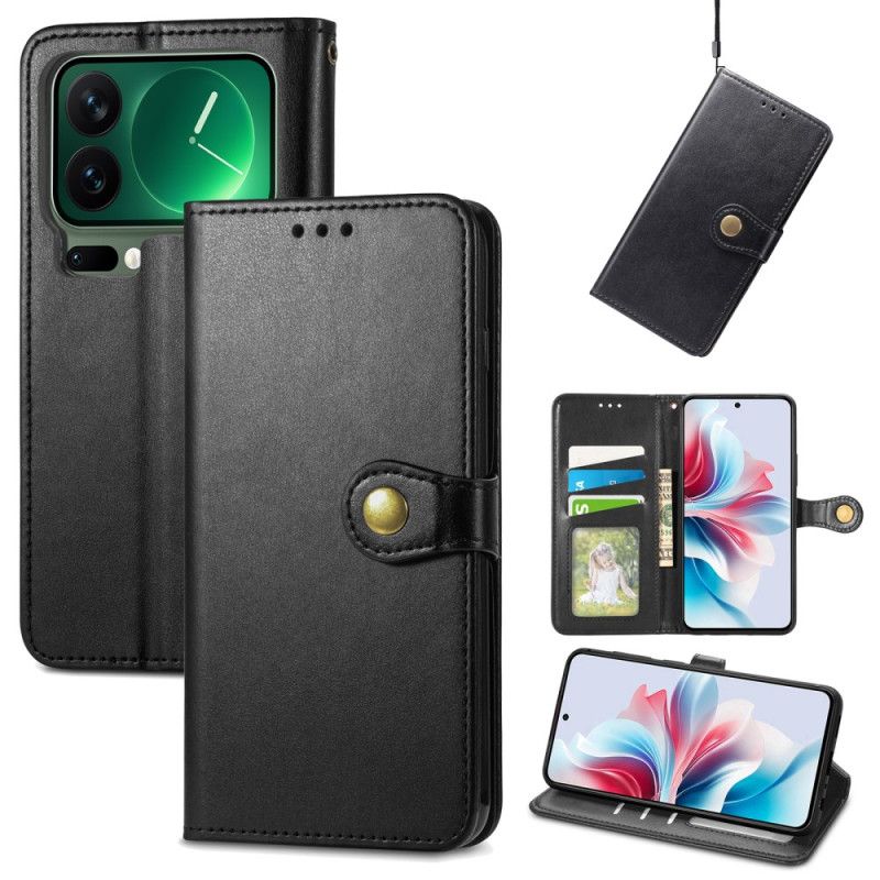 Lærdeksel Folio Deksel Xiaomi 17 Pro Max Gulllås