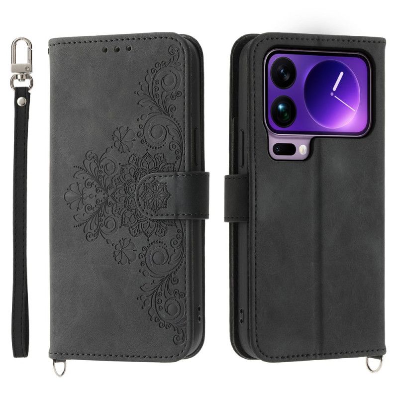 Lærdeksel Folio Deksel Xiaomi 17 Pro Max Mobildeksel Blonde Med Stropp Og Skulderstropp