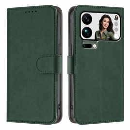 Lærdeksel Folio Deksel Xiaomi 17 Pro Max Mobildeksel Ensfarget Kunstskinn