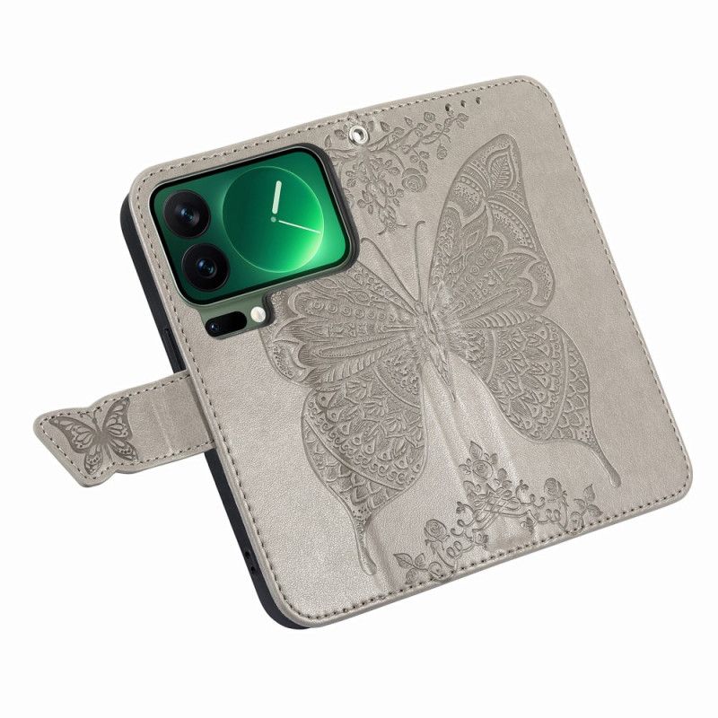 Lærdeksel Folio Deksel Xiaomi 17 Pro Max Mobildeksel Sommerfugldesign