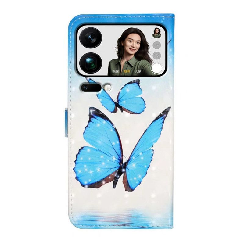 Lærdeksel Folio Deksel Xiaomi 17 Pro Max Tre Sommerfugler