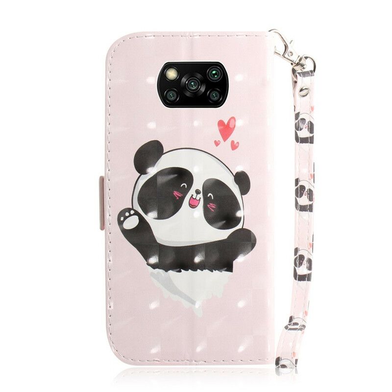 Folio Deksel Til Poco X3 / X3 Pro / X3 NFC Med Kjede Thong Panda Love