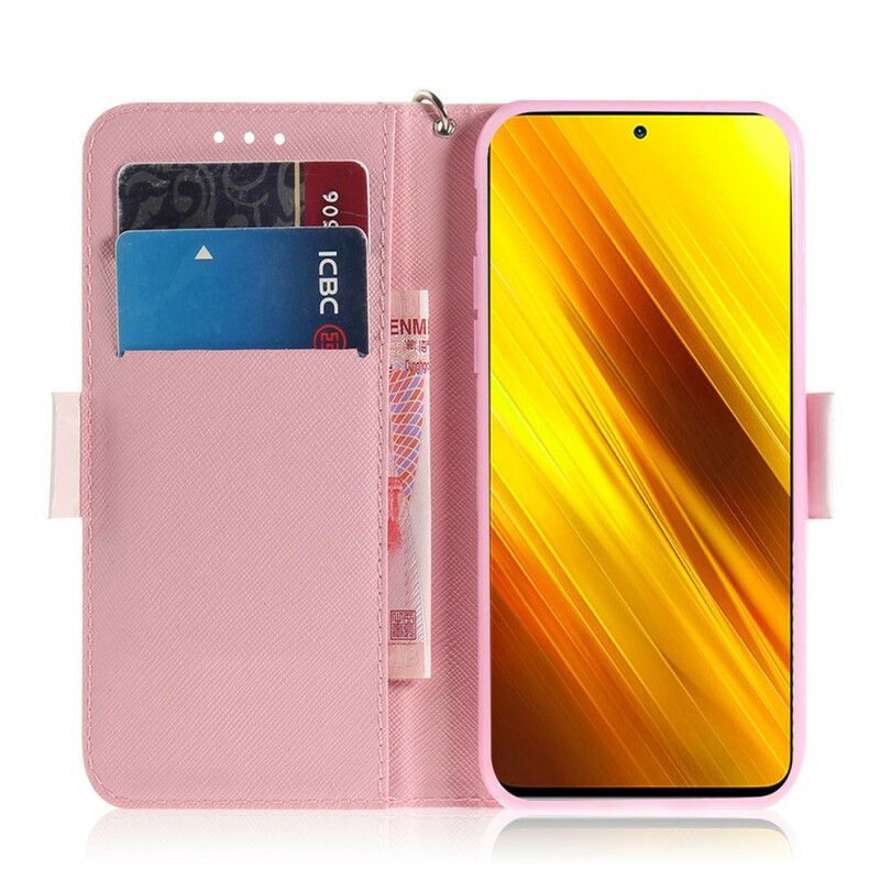 Folio Deksel Til Poco X3 / X3 Pro / X3 NFC Med Kjede Thong Panda Love