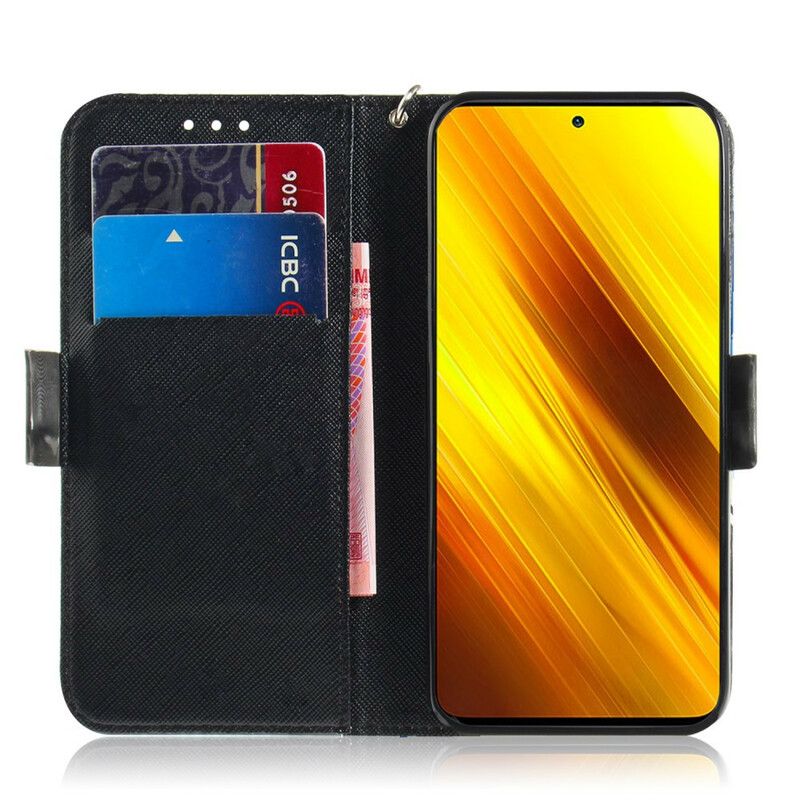 Folio Deksel Til Poco X3 / X3 Pro / X3 NFC Med Kjede Thong Safari Dyr