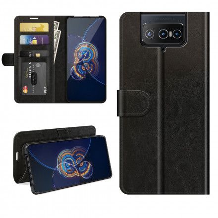 Lærdeksel Til Asus Zenfone 8 Flip Folio Deksel Ultra Imitert Skinn
