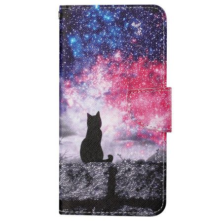 Folio Deksel Poco C65 Stjernehimmel Med Lanyard Cat