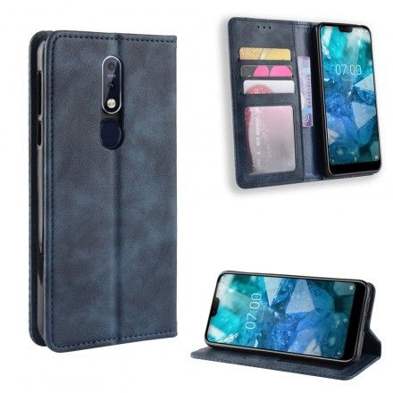 Beskyttelse Deksel Til Nokia 7.1 Folio Deksel Vintage Stilisert Skinneffekt