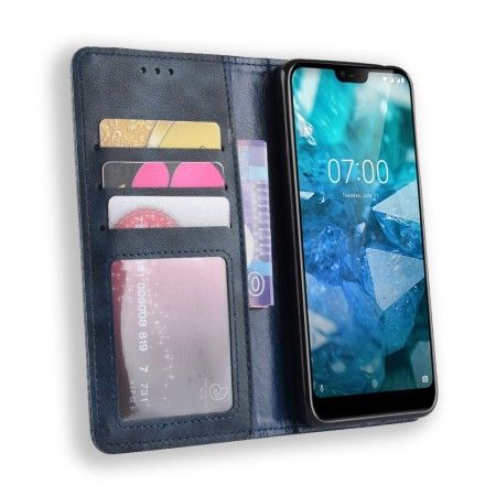 Beskyttelse Deksel Til Nokia 7.1 Folio Deksel Vintage Stilisert Skinneffekt
