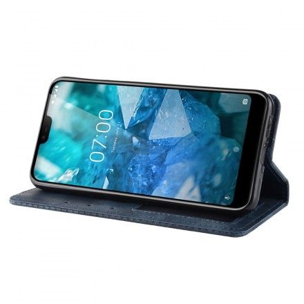 Beskyttelse Deksel Til Nokia 7.1 Folio Deksel Vintage Stilisert Skinneffekt