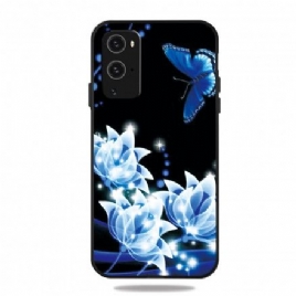 Deksel Til OnePlus 9 Pro Sommerfugl Og Blå Blomster