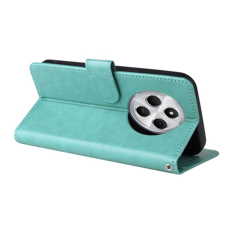 Folio Deksel Poco C75 Blomster Og Sommerfugler Med Snor Beskyttelse Deksel