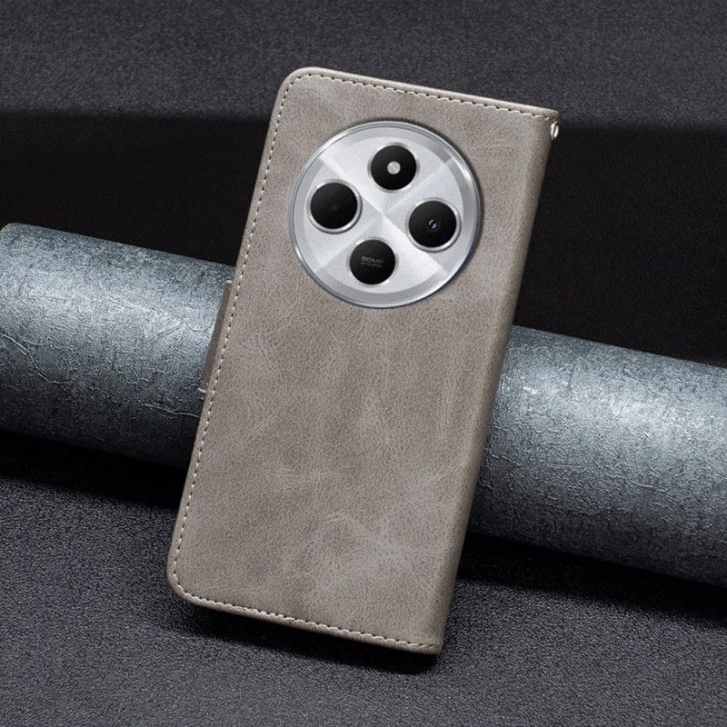 Folio Deksel Poco C75 Glatt Tekstur Med Stropp