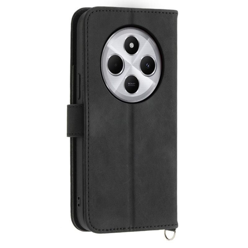 Folio Deksel Til Poco C75 Blonder I Semsket Skinneffekt Med Stropp Og Skulderstropp