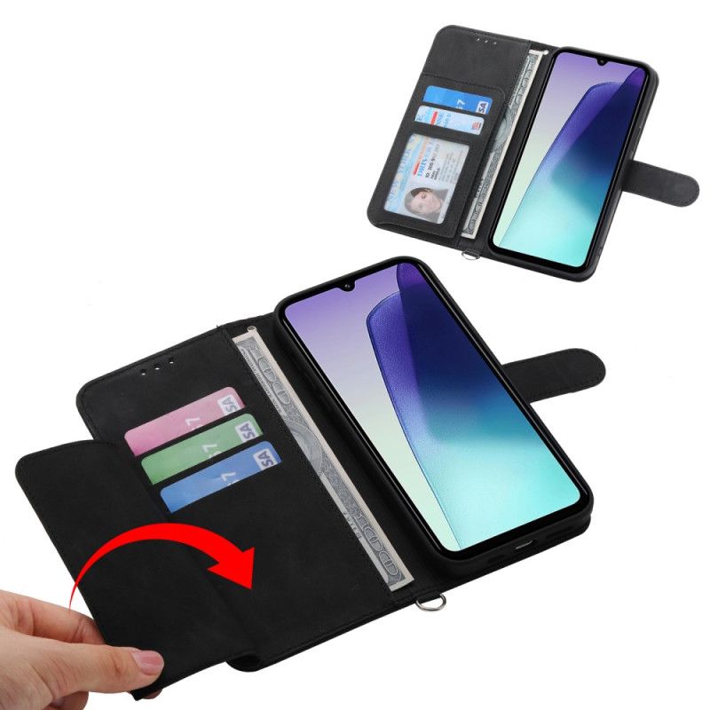 Folio Deksel Til Poco C75 Blonder I Semsket Skinneffekt Med Stropp Og Skulderstropp