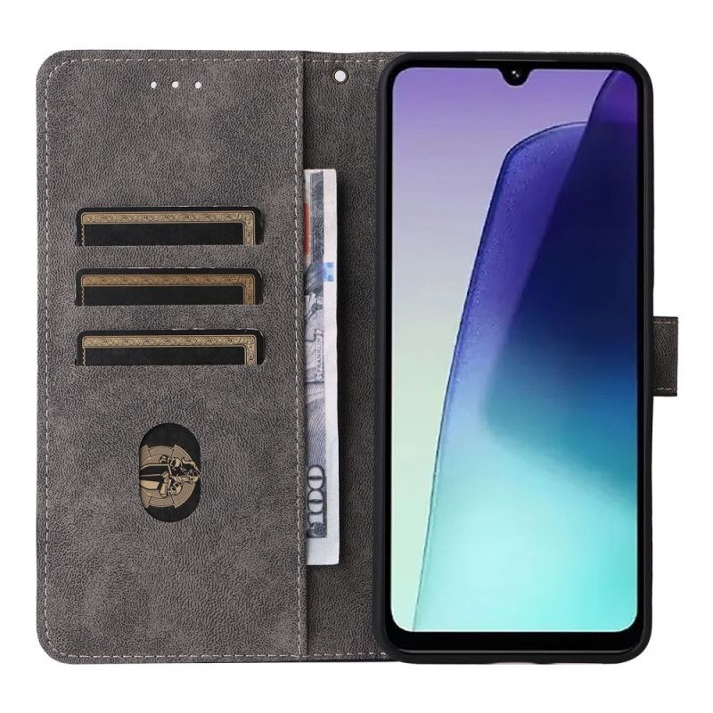 Folio Deksel Til Poco C75 Rfid-blokkering I Semsket Skinneffekt Med Stropp