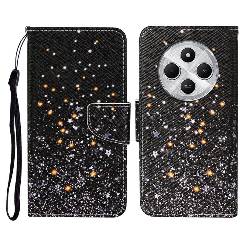 Folio Deksel Til Poco C75 Svart Pentagram-lappeteppe Med Stropp