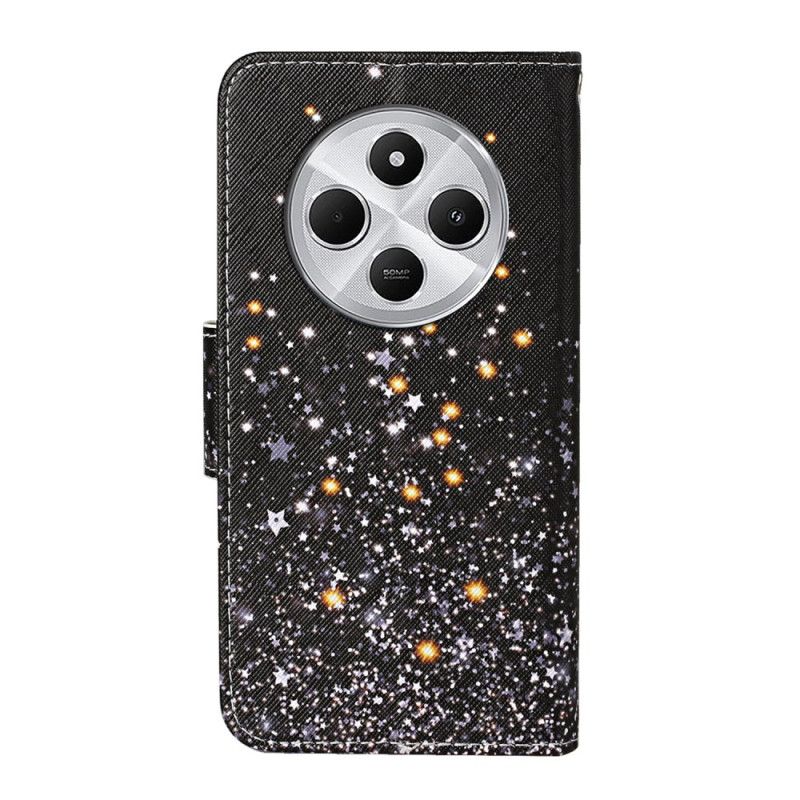 Folio Deksel Til Poco C75 Svart Pentagram-lappeteppe Med Stropp