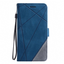 Lærdeksel Folio Deksel Poco C75 Mobildeksel Geometrisk Mønster Med Stropp