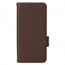 Lærdeksel Folio Deksel Poco C75 Mobildeksel Litchi-tekstur Med Stropp