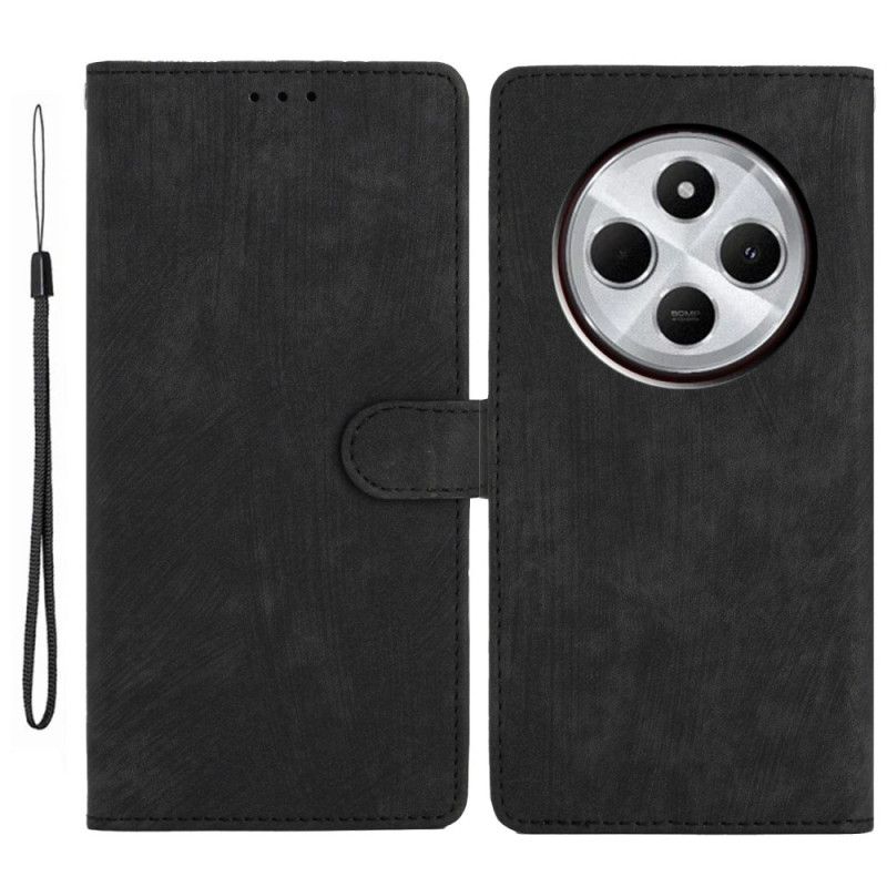 Lærdeksel Folio Deksel Poco C75 Mobildeksel Semsket Skinneffekt Med Stropp