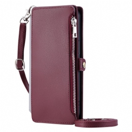 Lærdeksel Folio Deksel Poco C75 Myntpung Med Stropp Og Skulderstropp