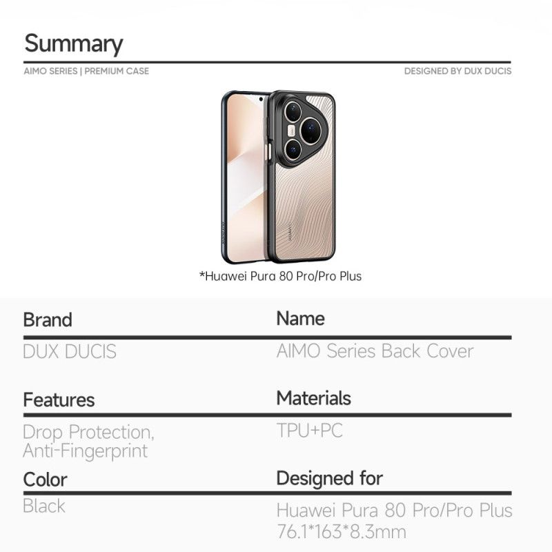 Deksel Huawei Pura 80 Pro Aimo-serien Dux Ducis