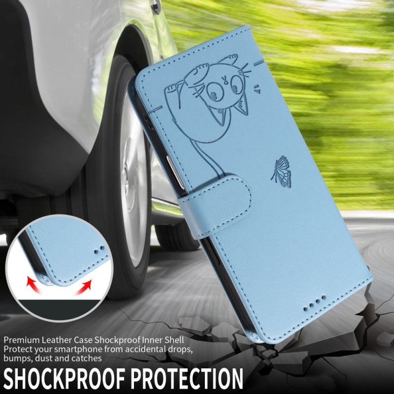 Folio Deksel Huawei Pura 80 Pro Grafisk Katt Med Linjer Beskyttelse Deksel