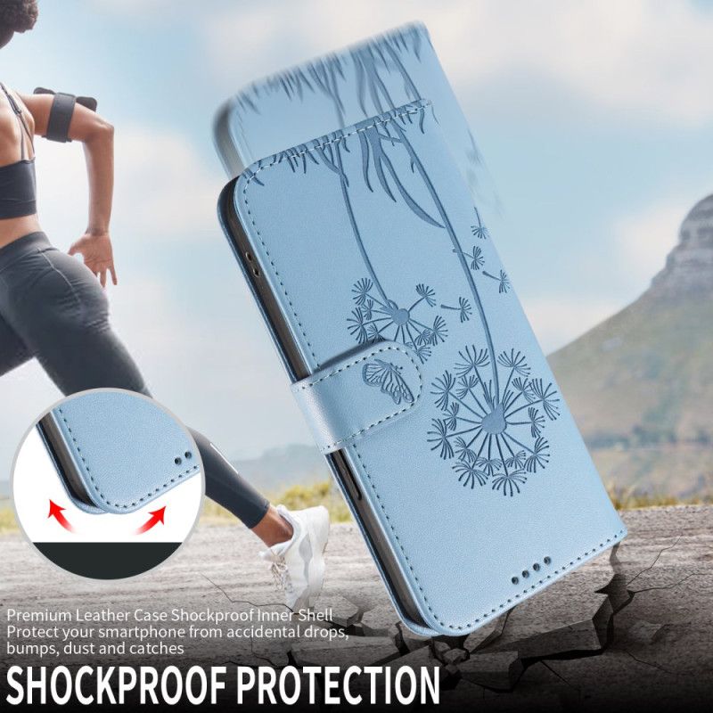 Lærdeksel Folio Deksel Huawei Pura 80 Pro Løvetannmønster Og Stropp