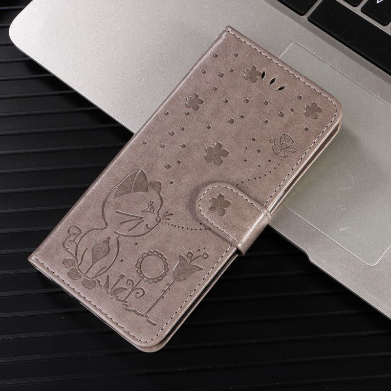 Lærdeksel Folio Deksel Huawei Pura 80 Pro Mobildeksel Katt Og Bie