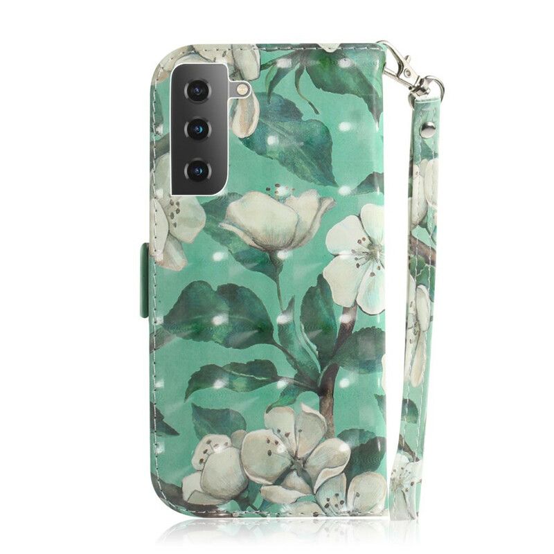 Folio Deksel Til Samsung Galaxy S21 5G Med Kjede Thong Blomstergren