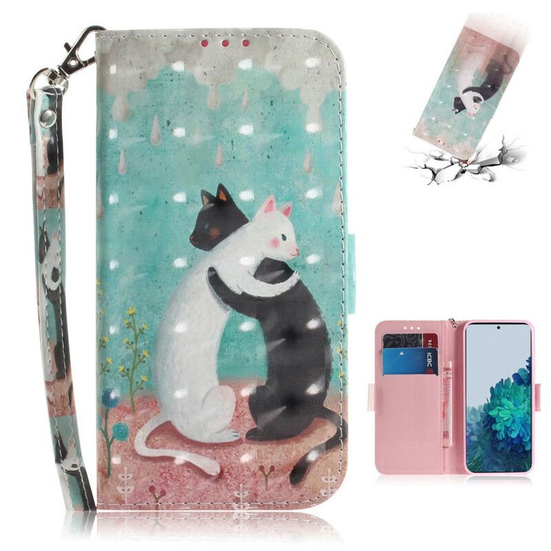 Folio Deksel Til Samsung Galaxy S21 5G Med Kjede Thong Cat Friends