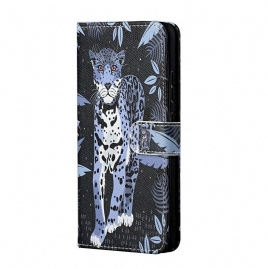 Folio Deksel Til Samsung Galaxy S21 5G Med Kjede Thong Leopard