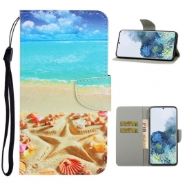 Lærdeksel Til Samsung Galaxy S21 5G Med Kjede Thong Beach